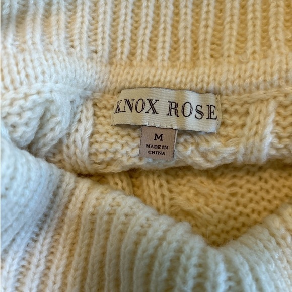 Knox Rose Cream Cable Knit Off the Shoulder Lace Trim Cowl Women Sweater Medium. - Picture 8 of 12